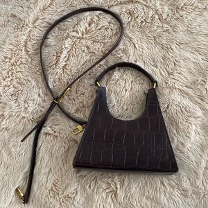 Staud Rey croc embossed leather shoulder bag